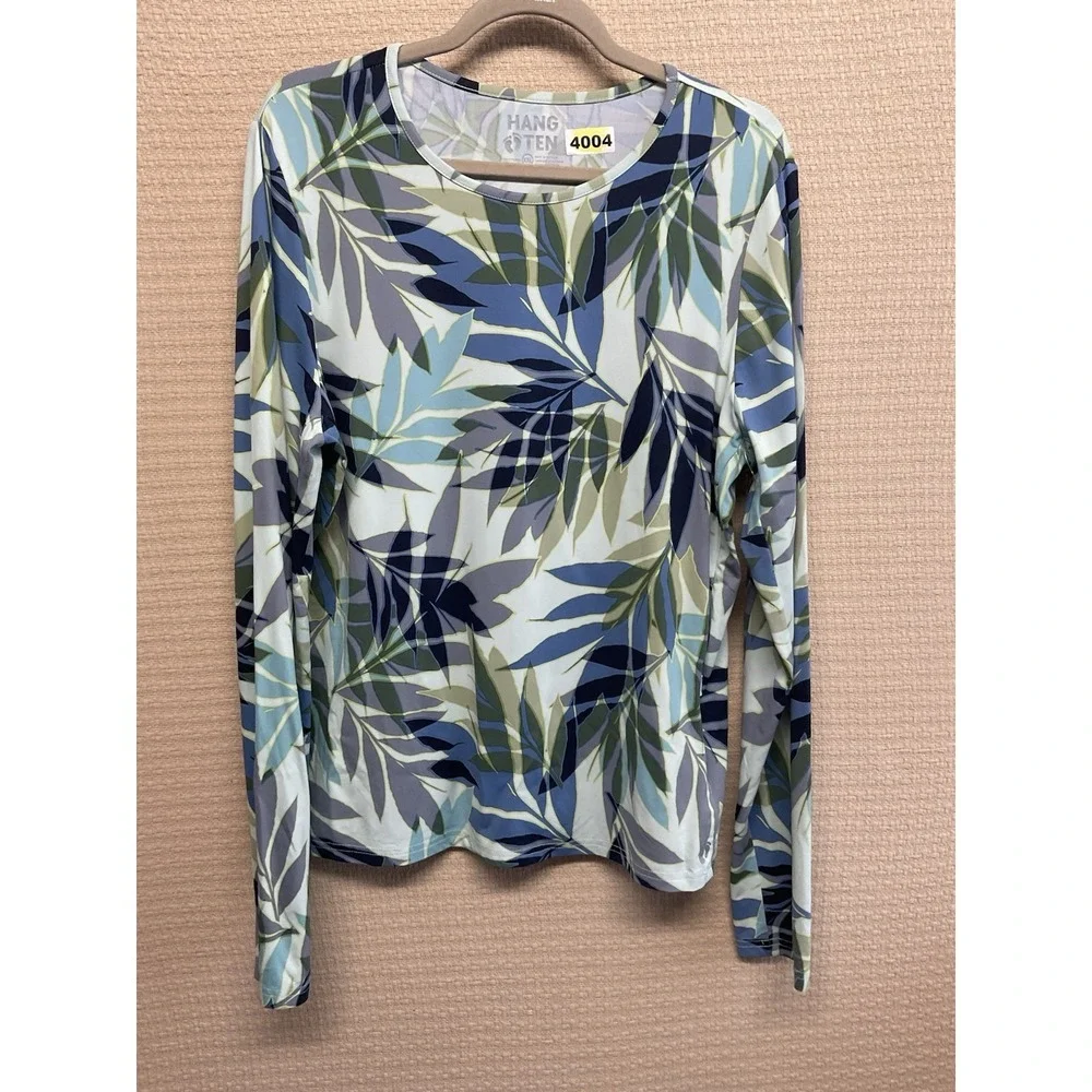 Hang Ten Women's 2XL Swim Shirt Long Sleeve Sun Shirt Rash Guard 50+ UPF Tropic